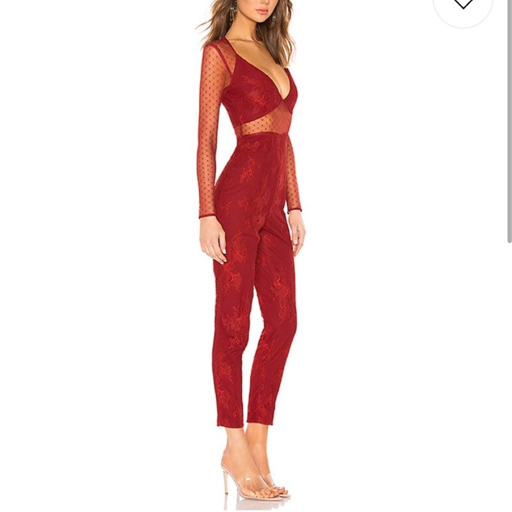 lovers + friends larkin jumpsuit in romance red